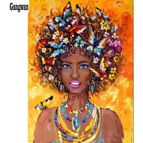 New Full square diy diamond painting african girl mosaic 3d diamond embroidery American woman room decoration gift round paintin