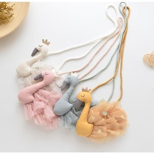 Monsisy 2020 New Children Coin Purse Handbag Wallet Girl Bag Kawaii 3D Swan Kid Shoulder Bag Lolita Baby Small Lace Bags Gift