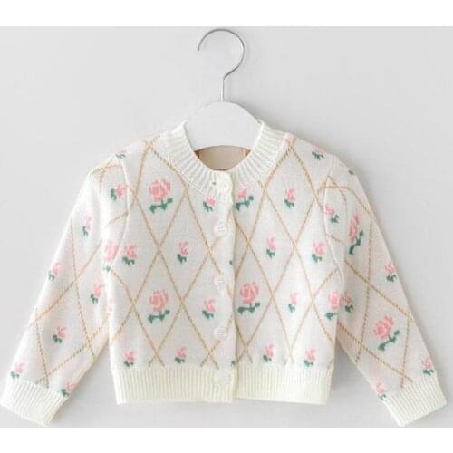 2021 New Autumn Baby Girl Knitted Jacket Toddler Sweater Newborn Cotton Knitwear Baby Girl Knit Cardigan Baby Long Sleeve Tops