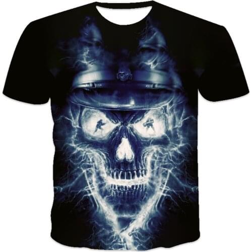 2021 summer new best-selling oversized loose O-neck mens T-shirt short-sleeved skull