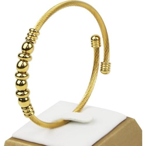 New Products Twisted Wire Beaded Bangle Pulseiras Womens Jewelry Bracelet Stainless Steel For Women Jewelry Wholesale