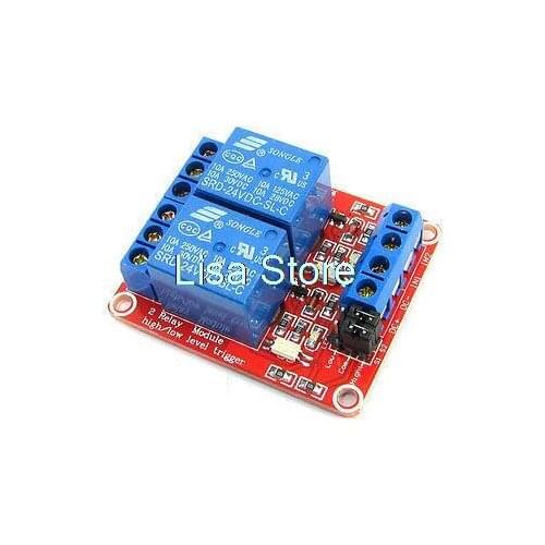 DC24V 2Channel Optocoupler Driver High/Low Level Trigger Power Relay Module
