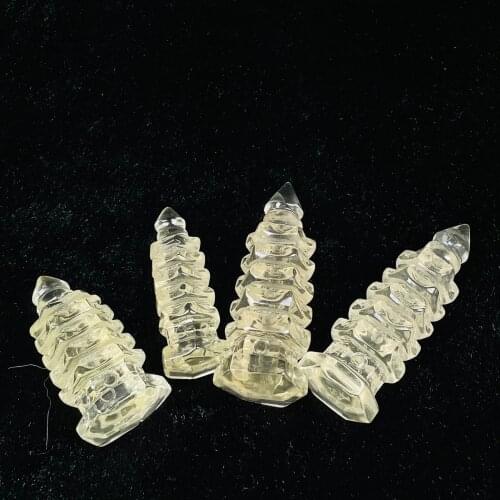 Natural Citrine Crystal Carving Wenchang Tower Reiki Home or Office Decorations