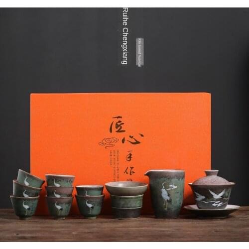 Kung Fu Tea Set Kiln Sancai Tureen Set Tea Household Gift Set Tcup Gaiwan Tea Ceremony Japanese TeaSet Porcelana Tea Sets Drytea