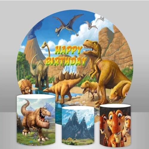 Sensfun Round Backdrop Dinosaur Party Circle Background Dinosaur Photo Studio Party Decor Candy table Banner Covers