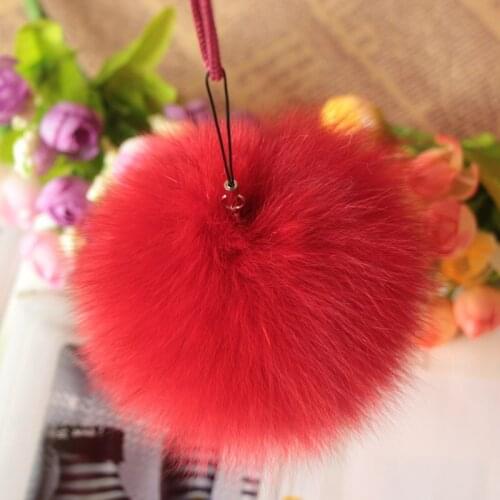 10cm Nature Genuine Fox Fur Ball Pom Pom Fluffy DIY Winter Hat Skullies Beanies Knitted Cap Pompoms TWF005-red