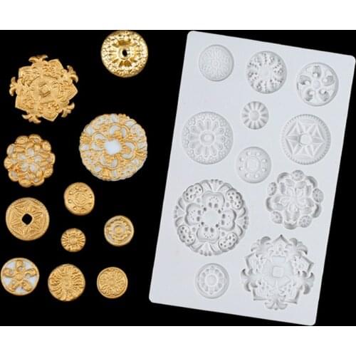 3D silicone mold for cake decoration, European series flower leaf embossed lace round mold, pastry and chocolate kitchen