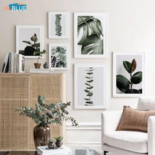 Scandinavian Green Leaves Nature Plants Canvas Wall Art Nordic Minimalist Posters And Prints Decoration Pictures For Living Room