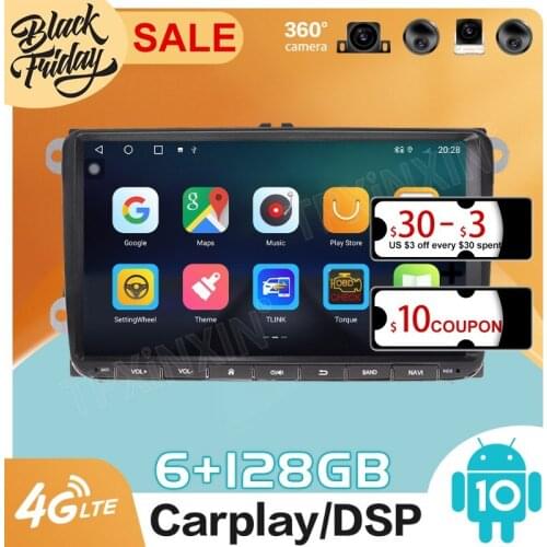 Android 10 128GB for Volkswagen Series Universal Car GPS Navigation Auto Radio Stereo Video Multimedia Player Carplay Head Unit