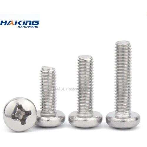 10-50X Cross Recessed Pan Round Head Screws M1 M1.2 M1.4 M1.6 M2 M2.5 M3 M3.5 M4 M5 M6 M8 Stainless Steel Phillips Machine Screw