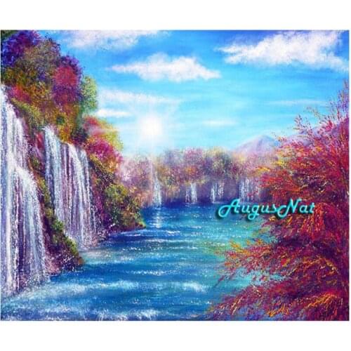 Waterfall diamond painting cross stitch view diamond dotz poster scenery wall decor landscape art mosaic cross stitch craftgift