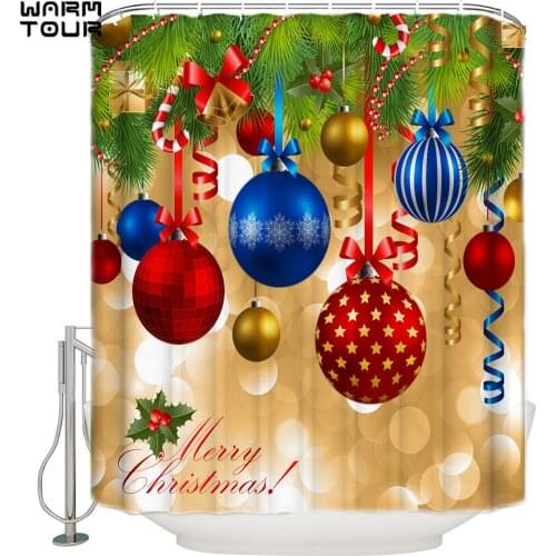 WARMTOUR Shower Curtain Merry Christmas Tree Decor Extra Long Fabric Bath Shower Curtains Bathroom Decor with Hooks