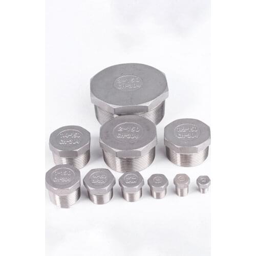 1/4" 3/8" 1/2" 3/4" 1" 1-1/4" 1-1/2" 2" BSPT Male Hex Head End Plug Cap 304 Stainless Steel Pipe Fitting Water Gas Oil