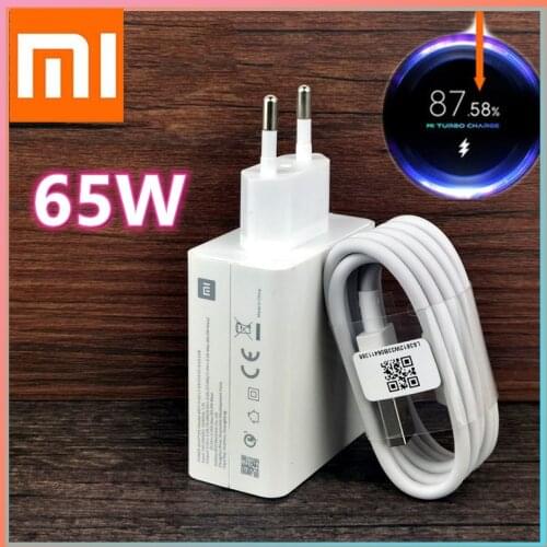 Original Xiaomi Charger 65W Turbo Charge EU GaN Adapter QC 4.0 Fast Charge Redmi Note 9 Pro 10 K30 5A Cable Charging MI 11 10