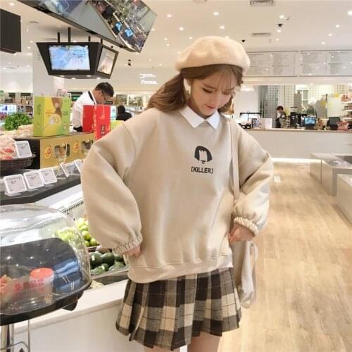 ZITY Fake two-piece oversized women sweatshirt plus size Korean style hoodie Casual Pullovers loose harajuku streetwear clothes