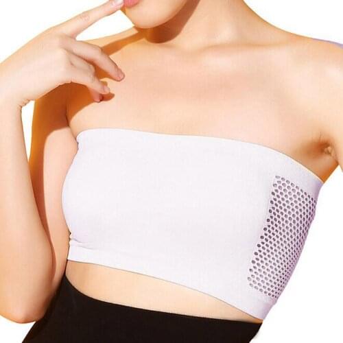 Women Lady Sexy Strapless Crop Top Bra Tube Top Bra Headband Seamless Strapless Underwear Layer Breathable Bra Stretch R0E9