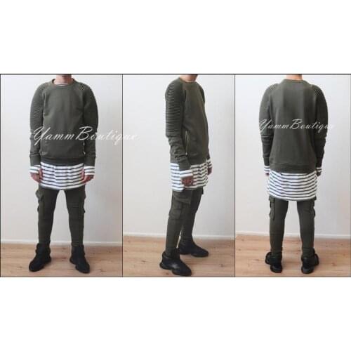 Winter Skinny Essentials Mens Snake Quilted Shoulder Front Zippers yEEZUS Sweatshirt / Skinny Fit Sweatshirt