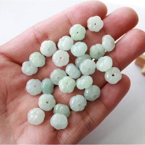 10PC Natural Emerald Jade 10MM Pumpkin Beads Jadeite Jewelry Fashion Charm Accessories DIY Hand-Carved Lucky Amulet Gifts Women