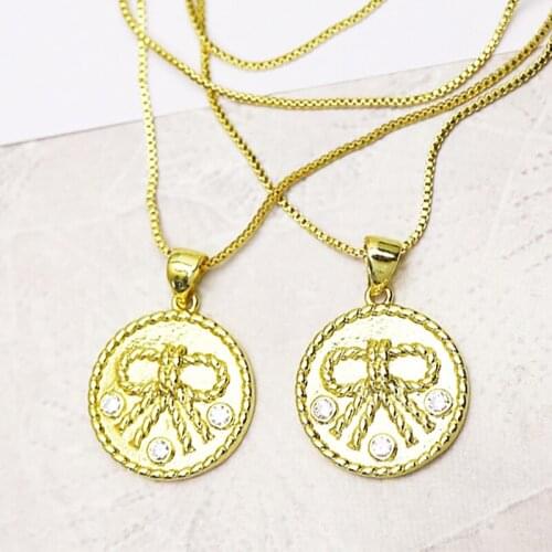 10 Pcs Gold Round Round pendants necklace Boxes chain simple jewelry necklace wholesale women jewelry gift 7338