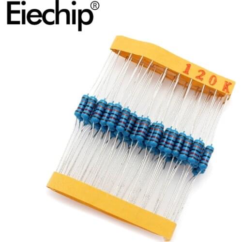 100pcs/lot 0.5W 1 ohm 1% Metal film resistor 1/2W resistance 120K Electronic resistors
