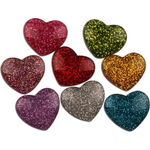 20Pcs Mixed Resin Bling GlitterHeart 28x24mm Cabochon Flatback Decoration Crafts Embellishments For Scrapbooking Diy Accessories