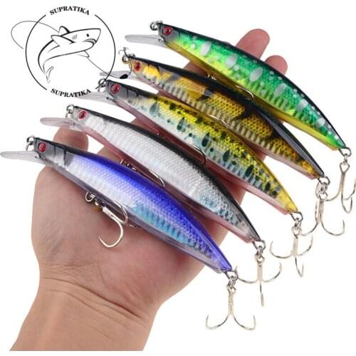 5Pcs/set 13cm/23g Artificial Sinking Hard Bait 3D Eye Wobbler 2# With Blood Trough Hook Bionic Bait With Ring Beads Fishing Lure