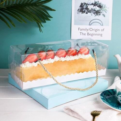 5pcs Transparent Cake Roll Packaging Box Portable Box Pastry Baking Packaging Party Birthday Packaging Box