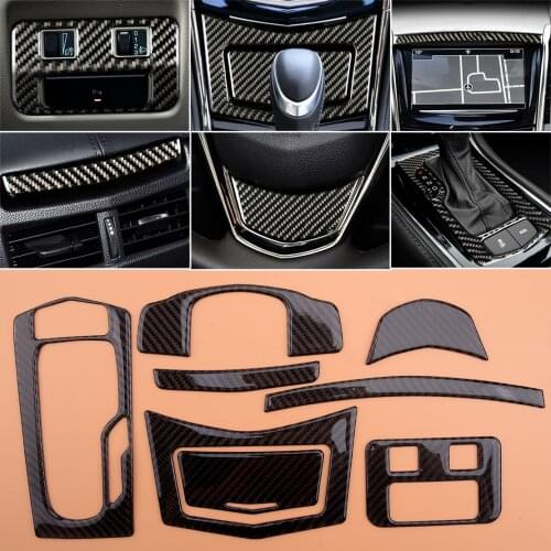 8Pcs Carbon Fiber Interior Cover Trim Decoration Fit for Cadillac ATS 2013 2014 2015 2016 2017-2019
