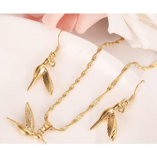 Bangrui Gold Color cute fish set women girls kids Jewelry Pendant Chain Earrings African Bride Wedding animal Bijoux PNG gift