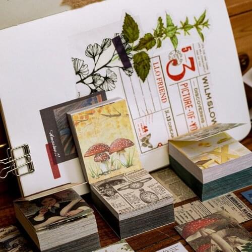 BULA 400 Pcs Anonymous Mail Series Memo Pad Retro Literary Diary Decoration Material Paper Student Office Stationery Supplies