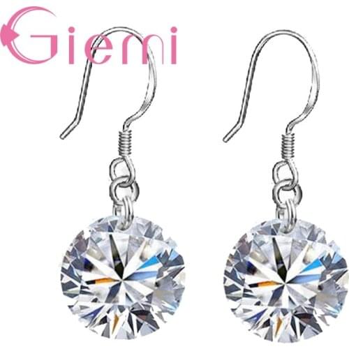 Big Promotion 8 Colors Super Shining Cubic Zircon Real 925 Sterling Silver Drop Earrings For Women Ladies Crystal Jewelry