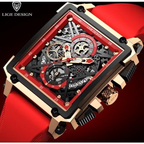 2021 New Men Watches LIGE Top Brand Luxury Waterproof Quartz Square Watch For Men Date Sport Hollow Clock Male Relogio Masculino