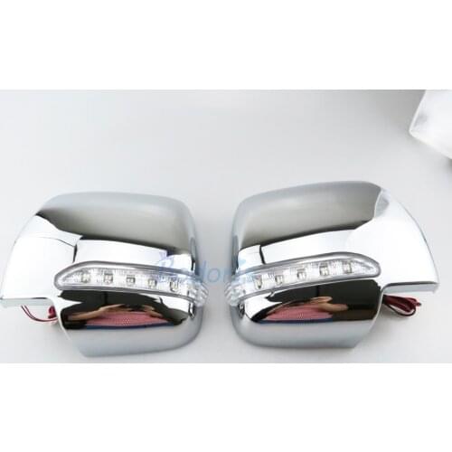 For Toyota Hiace 2005-2018 Rearview Mirror Cover Side Wing Cap Shell Case Moulding Trims With LED Lamp Car Styling Accessories