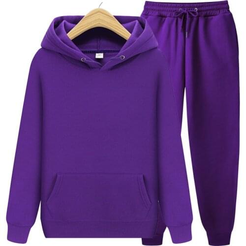 Fleece Tracksuits Men Women Two Pieces Set Hooded Oversized Sweatshirt Pant Solid Color Hoodie Suit Autumn Winter Casual Outfits