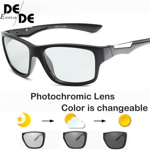 2019 Photochromic Sunglasses Men Polarized Chameleon Discoloration Sun Glasses Outdoors UV400 Square Driving Goggles Accessories