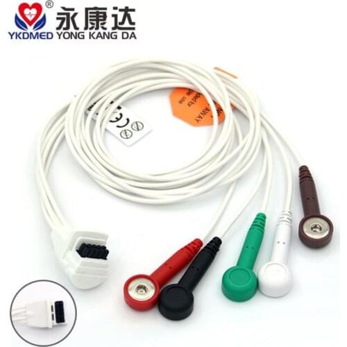 Mortara Telemetering Holter cable and leadwires with 5Lead, AHA, Snap,Style ECG LEADWIRE Set