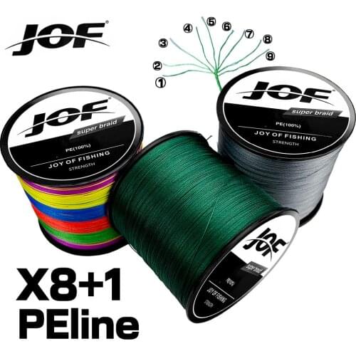 JOF Braid 9 Strands PE Durable Fishing Line 300M/500M High Quality Strong Multifilament Fishing Wire 20-100lb Tackle