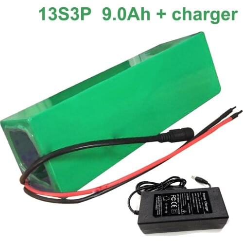 48V 9Ah 13S3P 18650 Li-ion Battery Pack E-Bike Ebike electric bicycle 400*50*70mm Accept customization With charger