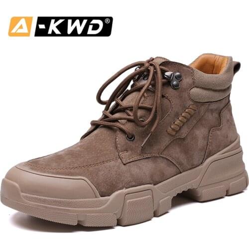 Fashion Shoes 2019 Autumn Breathable Men Boot Leather Sneakers Werk Schoenen High Tops Men Leather Boots Casual Ankle Boots Men
