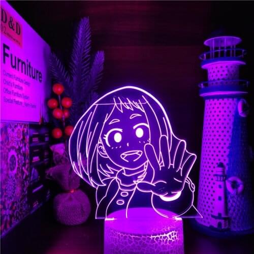 MY HERO ACADEMIA Acrylic 3D Lamp Anime LED Night Light Boku no Hero Academia OCHACO URARAKA Bedroom Decor Lamp Kids Manga Gift