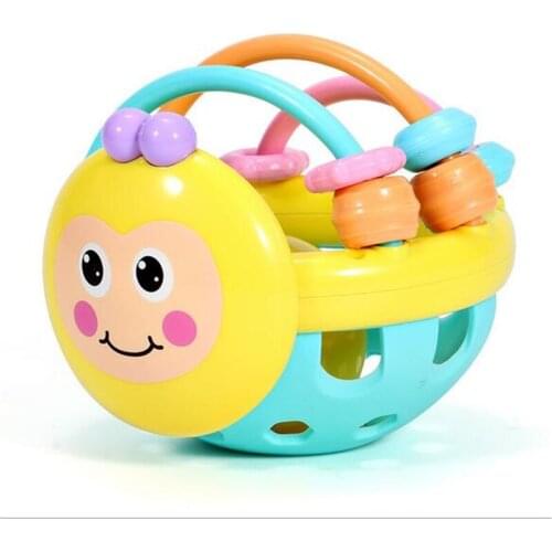 0-12 Months Soft Rubber Juguetes Cartoon Hand Knocking Rattle Dumbbell Early Educational Toy For Kid Hand Bell Baby Toy