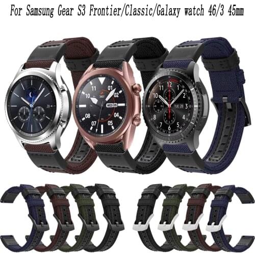 22mm Army Green Nylon Strap for Samsung Galaxy Watch 46mm 3 45mm Gear S3 Frontier Classic Replace Band Sports Accessories Correa