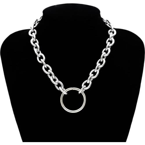 2020 New Chain necklace hip hop women/men punk rock circle pendant necklace emo grunge Goth jewelry Female Gift