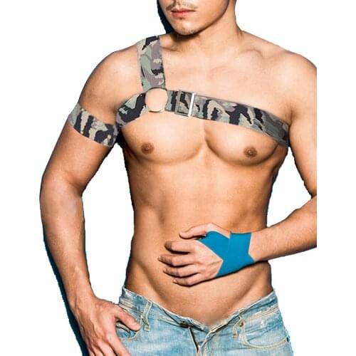 New Sexy Mens Elastic Wide Straps Body Chest Harness Bondage Belt Halter Neck Men Erotic Lingerie Party Satge Nightclub Wear