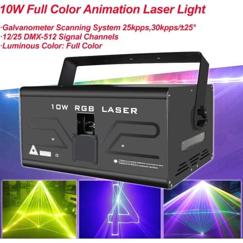 10W Full Color Animation Laser Lines Beam Scans DMX512 DJ Dance Bar Coffee Xmas Home Party Disco Effect Lighting Light System