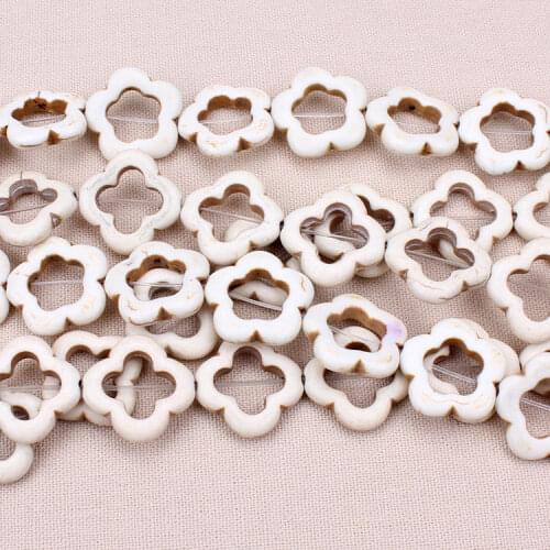 Approx.23pcs/Strand 18*18cm Hollow Flower White Howlite Striated Natural Stone Loose Beads For DIY Bracelet Necklace Making
