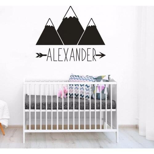 Custom Kids Name With Arrow Wall Decal Nursery Decoration Mountain Style Personalized Baby Name Vinyl Wall Sticker Poster AZ866