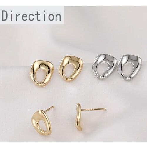 14k gold color preservation simple hollow geometric special-shaped ear acupuncture diy handmade ear jewelry material accessories