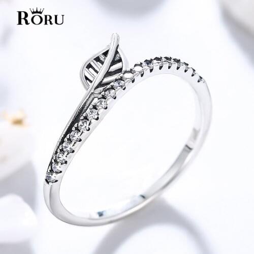 Real 925 sterling silver rings for women Leaf Rings with Cubic Zirconia Retro Fine Female Finger Rings Bijoux Gifts Jewelry 2021