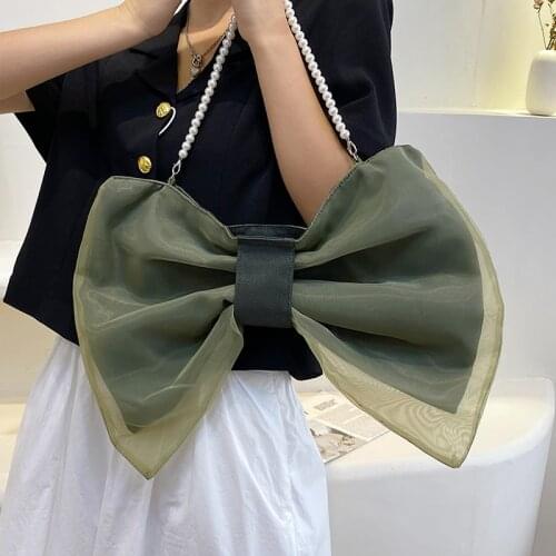 Cute Bow-knot Shoulder Bags for Women 2021 Fashion Pearl Tote Crossbody Bag Ladies Trending Messenger Bag Chic Designer Handbags
